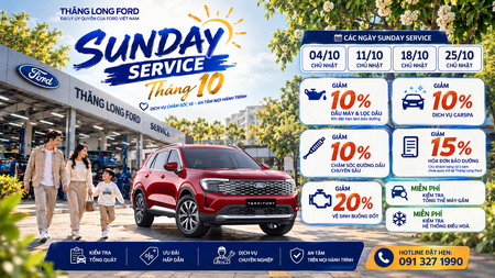 Sunday Service tháng 10/2026 – Ưu đãi dịch vụ ngày Chủ nhật | Thăng Long Ford